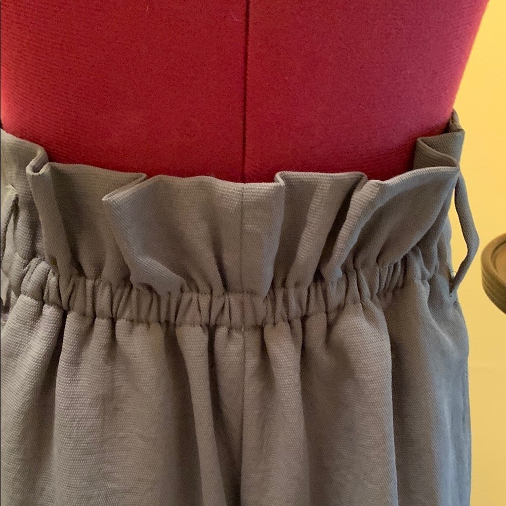 Wilfred Paperbag Front Waist Wide-Leg Pants Gray-Green Textured Size 4 - Picture 4 of 13